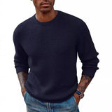 Fongt Solid Color Round Neck Sweater Jumper Sweater Men's Long Sleeve Jumper Sweater