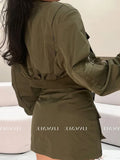 Cool Wind Design Feeling Autumn Suit Female Collar Zipper Baseball Suit Overcoat High Waist Short Skirt Two-Piece Set-Outfit