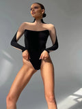 Women's Wear Ins Sexy Mesh Spliced Long-Sleeved Trouser Top