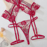 Black Lace Design Sheer Lock Lingerie Set-Outfit