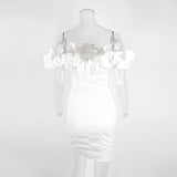 Dress Women 2023 New Arrivals Ruffle Off The Shoulder Bodycon Dress House of Cb Black Evening Party Dress-Outfit
