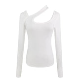 Fongt 2024 New Product Sexy Slim Show Thin Student Jacket Design Sense Hanging Neck Long-Sleeved T-Shirt Bottom Shirt Female