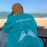 Harajuku Sweatshirt Hoodies Women Oversize Long Sleeve Loose Couple Clothes Reflective Devil Pullover Female Kawaii