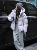 Cold Resistant Long Length Hooded Down Jacket Female 2024 Winter New Fashion Armband And Thick White Duck Down Matching Coat-Outfit