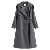 Turn-down Coollar Full Sleeve Trench High Waist Single Breasted Coats Solid Office Lady Casual 2022 Spring New