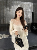 Fongt Xixi 2025 Autumn White Standard New Korean Version Of The White Standard Of The New Korean Version Of The Chiffon Short-Sleeved Shirt Top 89480