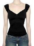 V-Neck Short Sleeve Backless Top-Outfit