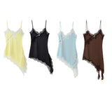 Fongt New Women's Collection Of Lace Asymmetrical Leisure Sling Mini Dress