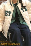 Student Quilted Baseball Uniform Jacket Women Jackets Harajuku Style Loose Padded Couple Padded Tops Female Trend