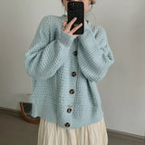 Fongt Version Of Pineapple Heavy 2024 Autumn And Winter Languid Loose Single Buckle Sweater Open Shirt Coat