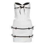 Fongt Winter New Women's Jacquard Strap Fishbone Breast Vest Purse Buttock Skirt Set-Outfit