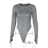 Fashion 2020 Autumn Winter Bodycon Bodysuits Vintage Outfits O-neck Body