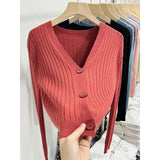 Fongt Knitted V-Necked Cardigan Trend New Thin Shirt Sweater Coat Short Top