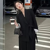 Fongt 2024 New Blazer, High Waist, Wide Leg Trousers, Two-Piece New Women's Suit-Outfit