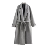 Fongt Explosive Women's Temperament Fashion With Belt Long Hair Coat