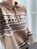Half Zip Christmas Knit Pullover-Outfit