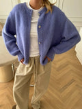 Solid Buttoned Cardigan-Outfit