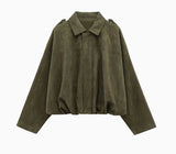 Fongt Women's Explosive Fashion Velvet Texture Effect Bomber Jacket Jacket