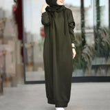 Muslim Autumn Solid Color Plush Cloth Hooded