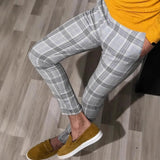Fongt New Men's Casual Dating Men's Lattice Solid Nine-Point
