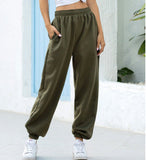 Elastic-waist High Wide-leg Cropped Loose Large