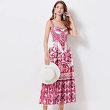 Wind Waist Show Thin Temperament Condole Belt Dress Summer Women's Senior Printing Beautiful A Word Dress-Outfit