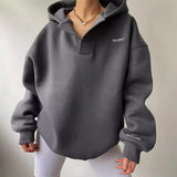 Fongt New Plus Velvet Hooded Printing Long-Sleeved Base With Sweater V-Neck Velvet