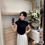 Fongt Pink Bow Short Sleeve Design Small T-Shirt Short Summer Slim Bottom Thin Sweet Spicy