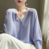 High-End Lazy Sleeves Twist Sweater Female V-Collar Autumn New Bat Sleeve Sweater Jacket-Outfit