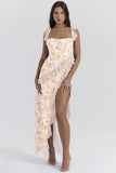 Fongt Summer New French Slings Wood Ear Design Picties Open Fork Dress Dress Woman