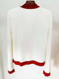 QUALITY Newest 2023 Fall Winter Fashion Designer Jacket Women's Lion Buttons Color Block Trimmed Knit