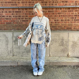 Long Sleeve Jacquard Crew Neck Sweater-Outfit