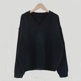 V-Neck Pullover Dark Academia Sweater-Outfit