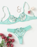 Floral Embroidery Transparent Lace 2 Piece Set-Outfit