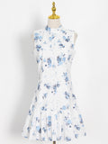 Fongt Dress Women's Spring High Sense 2025 Women's New Temperament Sleeveless Skirt Floral Dress Dress