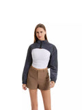 Dazzling Reflective Short Coat Women's Fantasy Luminous High Waist Standing Collar Jacket Plus Size Zipper Smock-Outfit