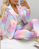 Spring Autumn Two Piece Set Women Office Tracksuits For Ladies Outfits Lapel Collar Double Breasted Blazer Suit Pants