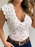 Summer Sexy Bodysuits Women ZANZEA V Neck See Through Floral Lace Bodysuit Slim Black White Jumpsuit