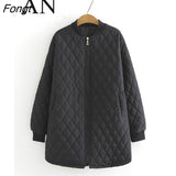 Women Autumn and Winter Loose Casual Women's Cotton Clothes Round Neck Zipper Solid Color Warm Coat Winter Jacket