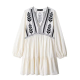 Spring Embroidered V-Neck Short-Sleeved Dress 1821022-Outfit