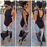 Sexy Women Ladies Summer Vest Top Sleeveless backless Blouse Casual Summer Solid Color Loose Tank Tops Shirt