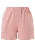 Women Front Button Shorts Loose Casual Elastic High Waist Plaid/Striped Print Lounge Shorts Going Out Short Pants New-Outfit