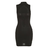 Fongt INS Summer Women's Fashion Sleeveless Round Collar Sexy Hollow Out Slim Hip Wrap
