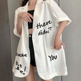 Large Size Suit Jacket Summer Thin Suit Jacket Women's Loose Casual Street Fried Short Sleeve Blazer Women Oversized