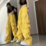 Fongt Pants Female Summer 2024 New Straight Leg Drop Feeling Wide Leg Cargo Pants High Waist Show Slim
