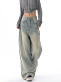 Fongt Light Blue Spring And Summer New Retro Jeans Female Loose Design Show Thin Floor Wide Leg Pants-Outfit