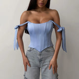 Fongt Slimming Small Blouse Female Feeling Dew Back Strap Collarbone Irregular Fish Bone Boobs