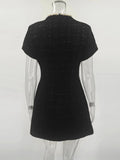 Tweed Solid Beaded Seam Mini Dress-Outfit
