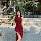Retro Halter Dress 2023 New Spring And Summer Temperament Elegant One-Word Shoulder Design Sense Skirt Female-Outfit