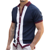 Fongt Men's Single-Dcupy Splicing-Colbled Knitted Shirt Men's Casual POLO Shirt